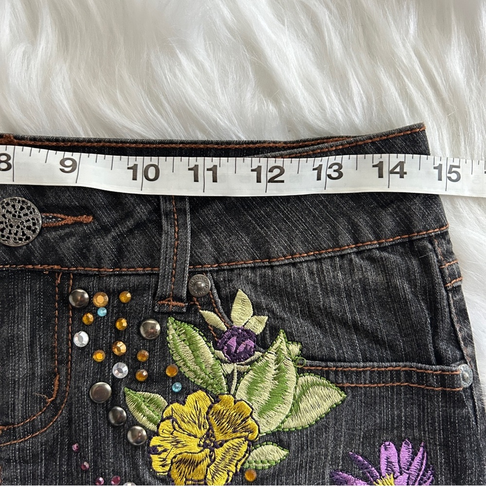 Vintage NWT XOXO Embroidered Denim Mini Circa-2000’s Spirit Bird Embroidery - Picture 12 of 13